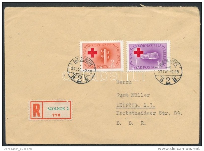1957 Ajánlott Levél Lipcsébe Postakórház 1Ft + 2Ft... - Autres & Non Classés