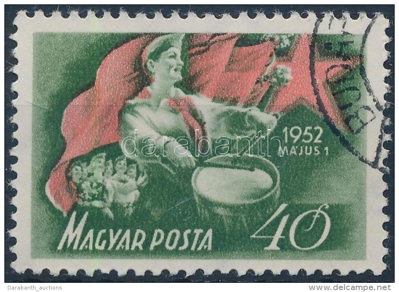 O 1952 Május 1. 40f Jobbra Tolódott Piros Színnyomat - Autres & Non Classés