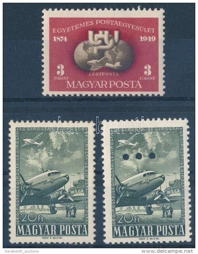 ** 1950-1957 UPU Bélyeg + RepülÅ‘ Záróérték + 3-as Lyukasztással... - Autres & Non Classés