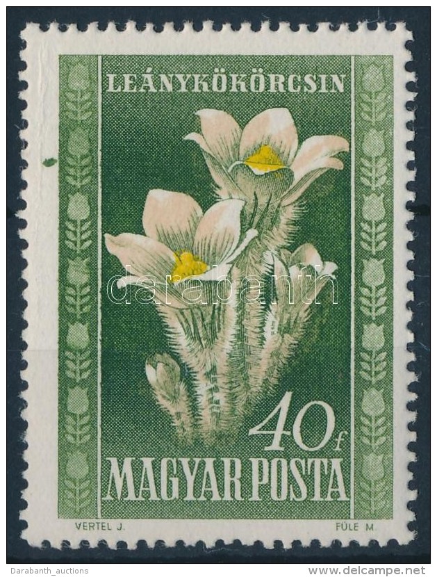 ** 1950 Virág 40f Nagy Zöld Folt A Bal Oldali BélyegzÅ‘ben - Autres & Non Classés