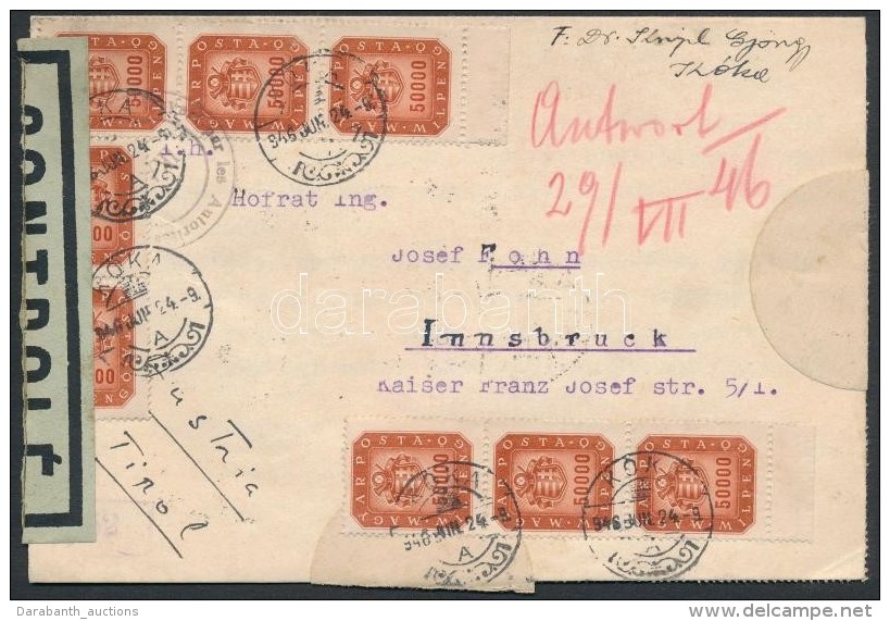 1946 (21.díjszabás) Levél Ausztriába MilpengÅ‘s 32x50000 Mp... - Autres & Non Classés