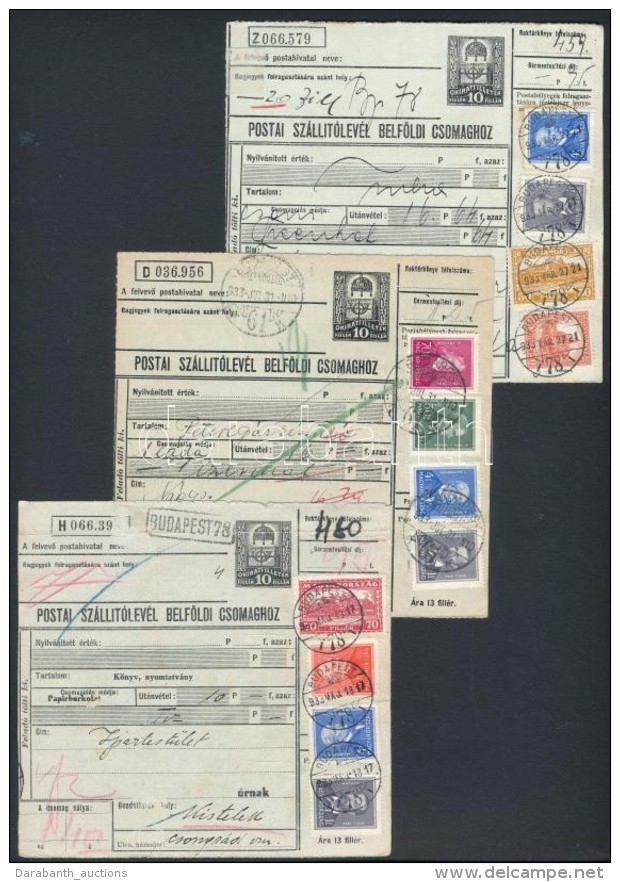 1933 3 Db Csomagszállító Több Bélyeges Arcképek + PengÅ‘-fillér... - Autres & Non Classés