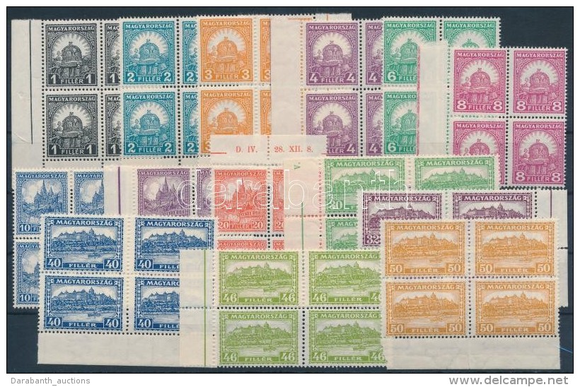 ** 1928 PengÅ‘-fillér (II) A Sor Négyestömbökben / Mi 441-454 Block Of 4... - Autres & Non Classés