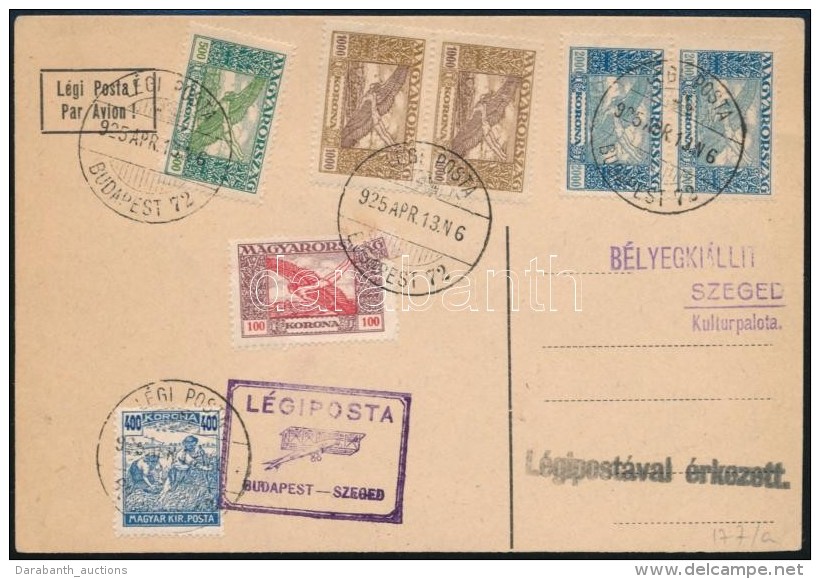 1925 Légi LevelezÅ‘lap Színes Bérmentesítéssel / Airmail Postcard 'BUDAPEST -... - Autres & Non Classés