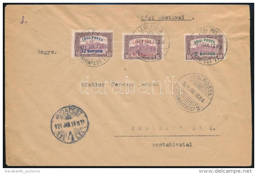 1921 Teljes Légi Posta Sor Levélen Szombathelyre / Mi 319-321 On Airmail Cover - Autres & Non Classés