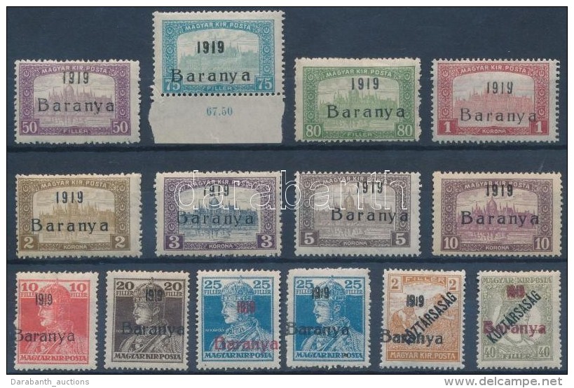 * Baranya I. 1919 14 Klf érték Bodor Vizsgálójellel (8.275) - Autres & Non Classés