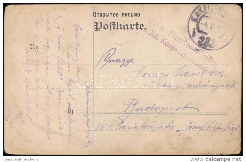 1918 Tábori Posta Képeslap 'K.u.k. Platzkommando Des XII. Korpskommandos' + 'FP 282 B' - Autres & Non Classés