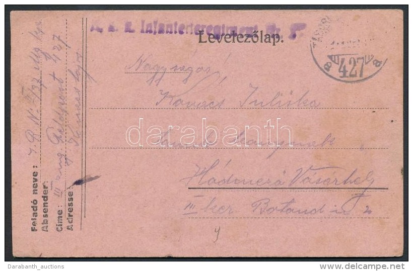1917 Tábori Posta LevelezÅ‘lap / Field Postcard 'K.u.k. Infanterieregiment Nr.68' + 'TP 427 A' - Autres & Non Classés