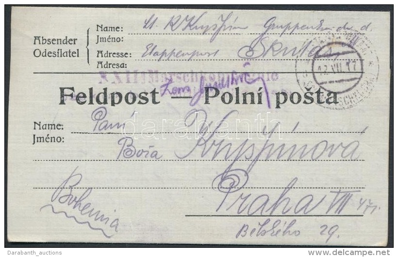 1917 Tábori Posta LevelezÅ‘lap 'XXII. Marschkompagnie' - Otros & Sin Clasificación