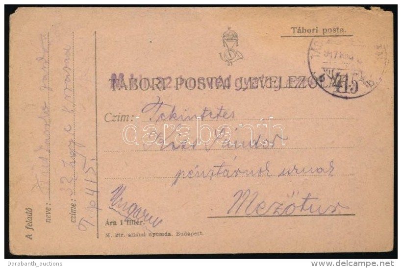 1917 Tábori Posta LevelezÅ‘lap / Field Postcard 'M.kir. 32. Honvéd Gyalog Ezred' + 'TP 415 B' - Autres & Non Classés