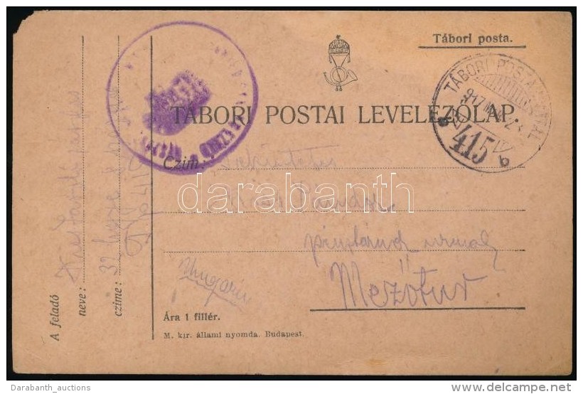 1917 Tábori Posta LevelezÅ‘lap / Field Postcard 'TP 415 B' - Autres & Non Classés