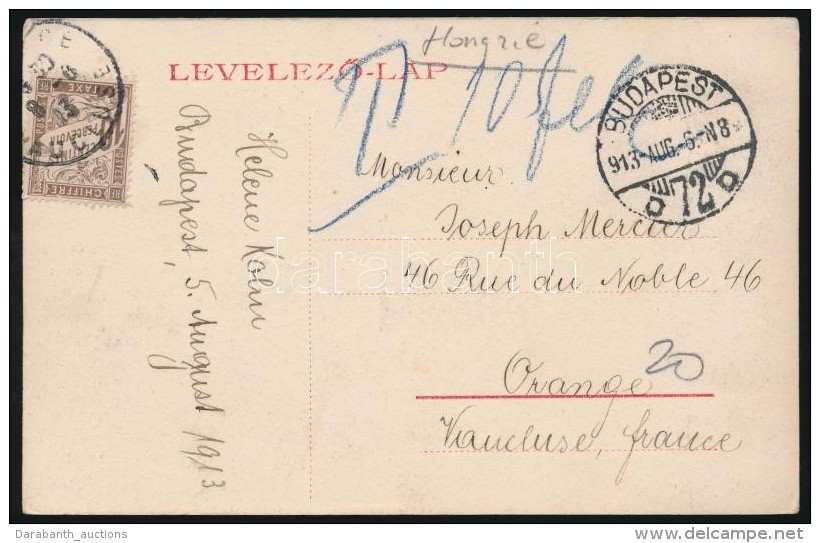 1913 Képeslap Franciaországba, Francia Portóval - Autres & Non Classés