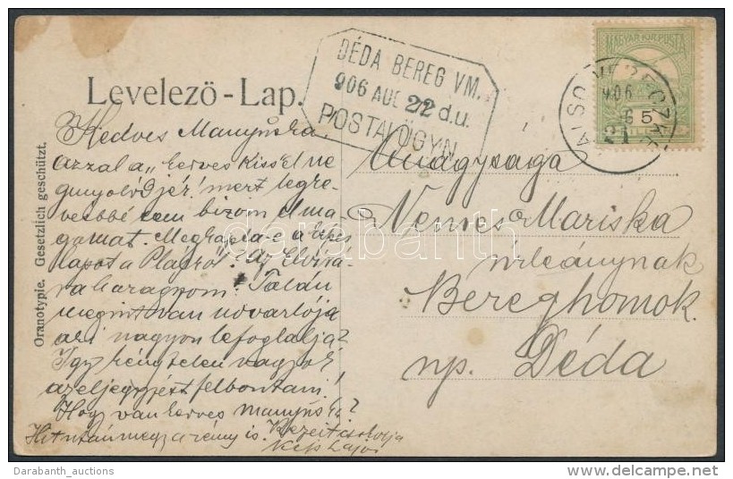 1906 Képeslap 'ALSÓ-VERECZKE' + 'DÉDA BEREG VM.' Postaügynökségi... - Autres & Non Classés