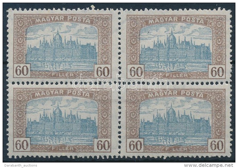 ** 1919 Magyar Posta 60f Négyestömb Lemezhibákkal - Autres & Non Classés