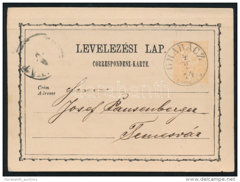 1874 Díjjegyes LevelezÅ‘lap / PS-card 'GRABÁCZ TORONTÁL M.' - Temesvár - Autres & Non Classés