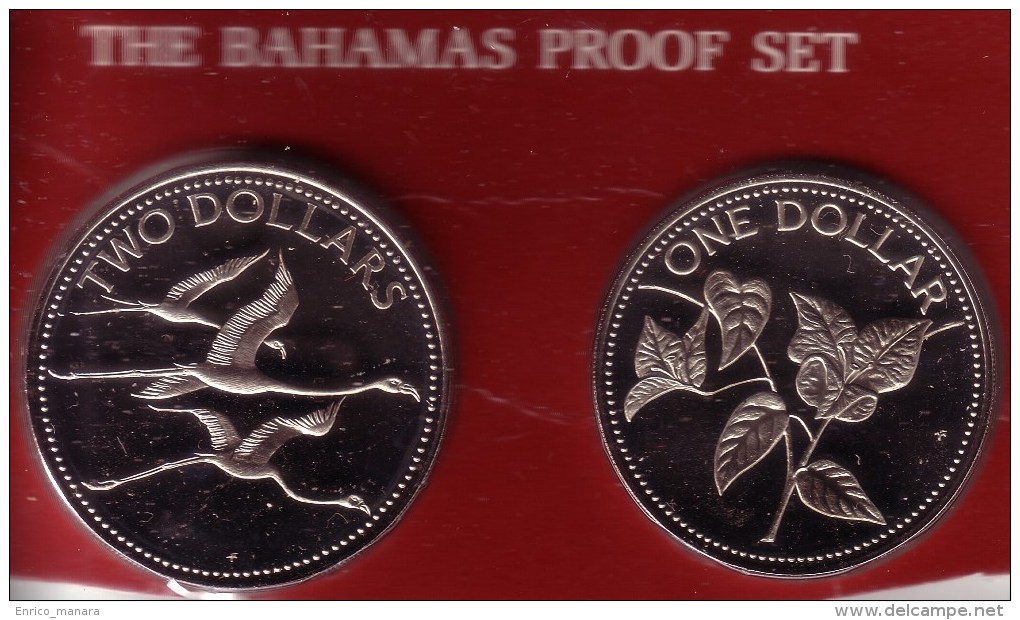 BAHAMAS - 1 & 2 Dollars 1984 FM   Proof - KM# 104 & 105  [Very Rare Types] - Bahamas