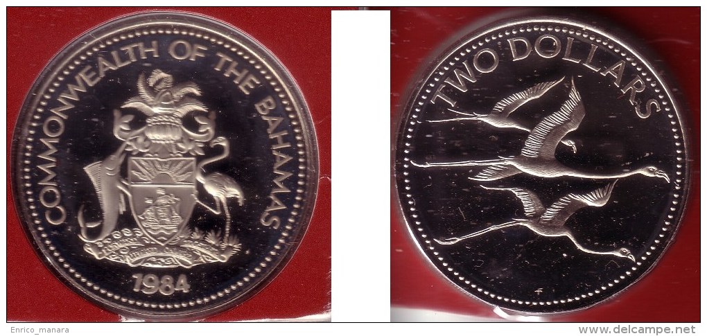 BAHAMAS - 1 & 2 Dollars 1984 FM   Proof - KM# 104 & 105  [Very Rare Types] - Bahamas