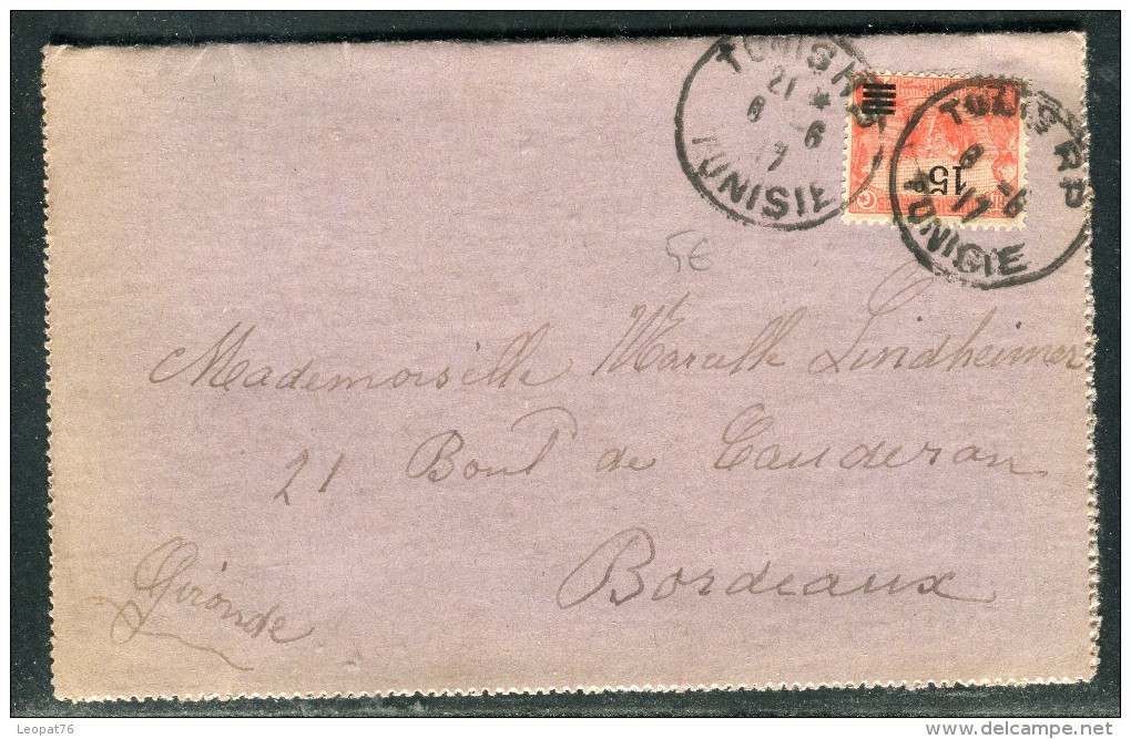 France / Tunisie - Carte Lettre De Tunis Pour Bordeaux En 1917    Réf O 188 - Cartas & Documentos