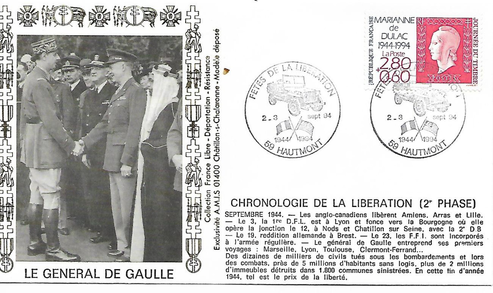 59  HAUMONT  Fêtes De La Libération 1944/1994  2/09/94 - 2. Weltkrieg