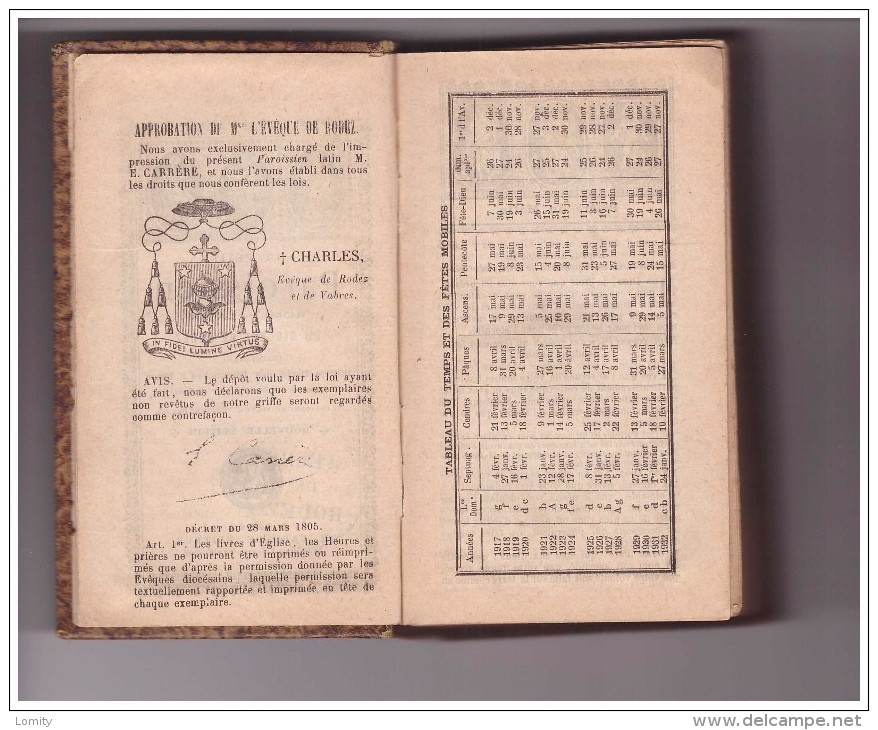 Livre Ancien Religion Le Petit Paroissien Du Diocèse De Rodez Editeur E. Carrère à Rodez Septembre 1915 - 1901-1940