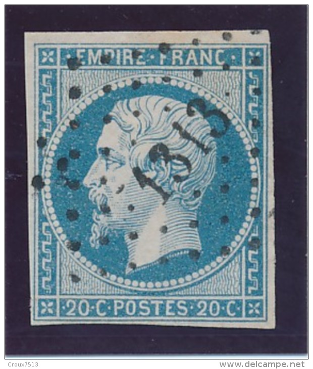 Pc 1313 (Forges) Sur N° 14 20 C Bleu TB. - 1853-1860 Napoleon III