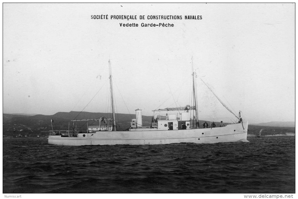 Société Provençale De Constructions Navales ( La Ciotat) Vedette De Garde Pêche Carte Photo Superbe - Altri & Non Classificati