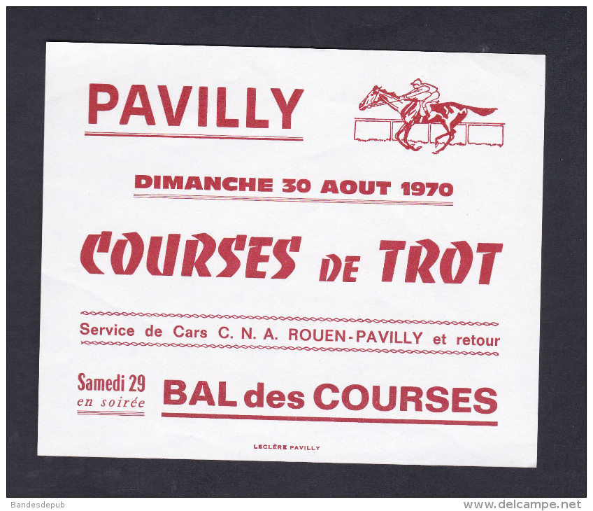Petit Flyer Pavilly (76) Courses De Trot - Bal Des Courses Service De Cars C.N.A. Rouen Pavilly ( Hippisme - Ruitersport