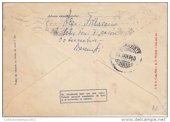 51263- HELSINKI YOUTH FESTIVAL, COVER STATIONERY,1963, ROMANIA - Postal Stationery