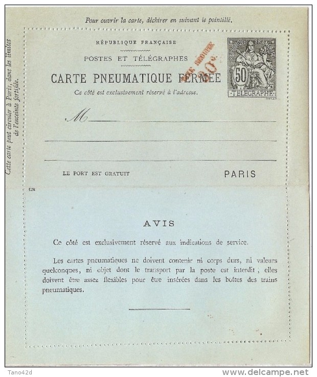 LCTN43B- CHAPLAIN CARTE LETTRE 30c SUR 50c  DATE 128 - Pneumatische Post