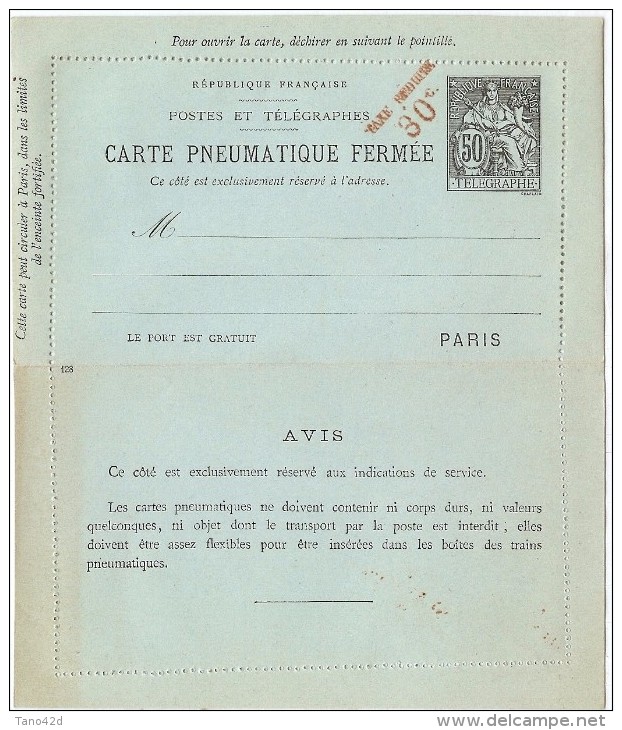 LCTN43B- CHAPLAIN CARTE LETTRE 30c SUR 50c  DATE 128 - Pneumatische Post