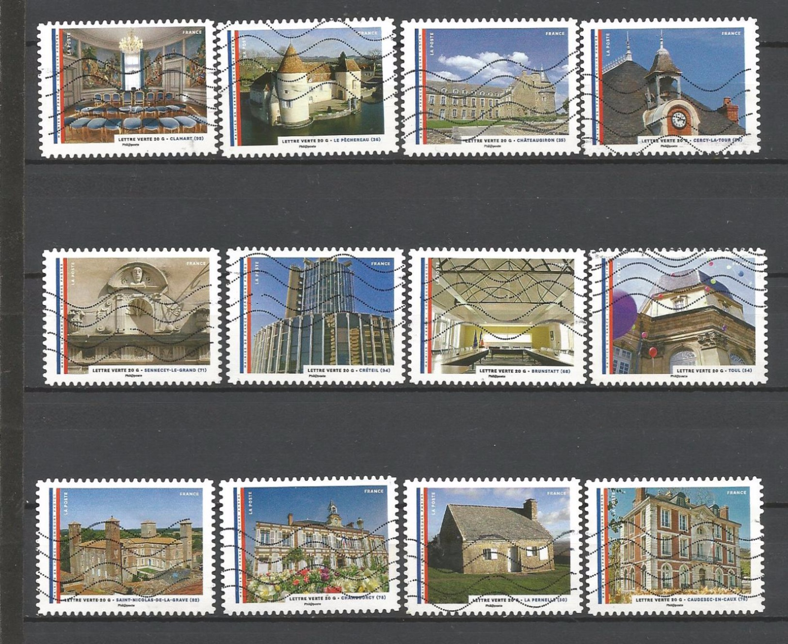 #  France / Adhesif / N° 1202 à 1213 Oblitéré / Nos Belles Mairies De France / Année 2015 / Lot N° 171 Serie - Oblitérés