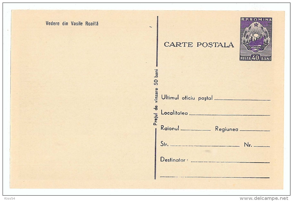 Romania ( 131a ) - VASILE ROAITA - Stationery - Unused - 1957 - Postal Stationery