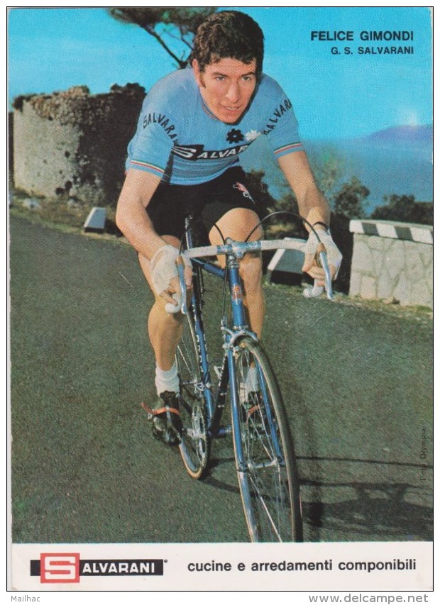 CYCLISME - Felice GIMONDI - Pub SALVARANI - Voir 2 Scans - Format 13x18 - Autres & Non Classés