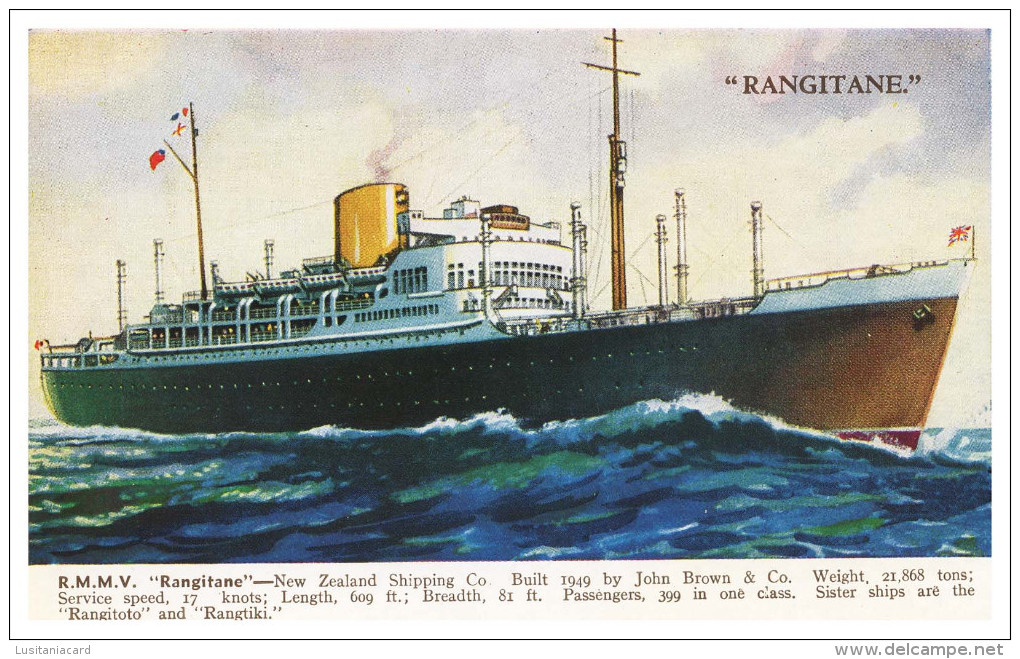 STEAMERS - "RANGITANE"- R.M.M.V. "Rangitane" 21868Tons( Ed. Valentines SHIP Series Nº 1790) Carte Postale - Steamers