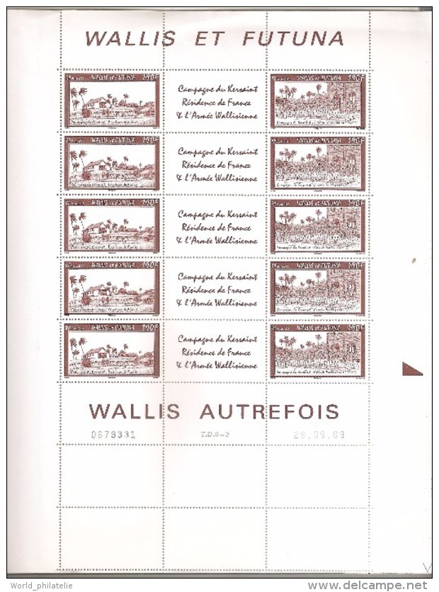 Wallis & Futuna 2009 N° Feuille 723 / 4 X 5 ** Campagne, Kersaint, Armée, Défilé, Musique, Épée Résidence De France Vent - Unused Stamps
