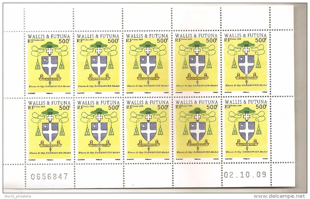 Wallis & Futuna 2009 N° Feuille 722 X 10 ** Armoiries, Monseigneur Michel Darmancier, Saint-Chamond, Évêque Missionnaire - Unused Stamps