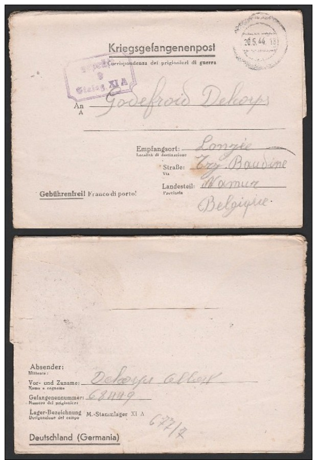 Kriegsgefangenenpost Gepruft Stalag XIA -> Delcorps Lonzee Namur Belgique 1944 - Lettres & Documents