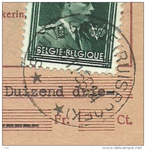 1007 Op Ontvangkaart (carte-recepisse) Met Sterstempel (Relais) * SAUVEGARDE (RUISBROEK) *(sterstempel Op Ontvangkaart)! - 1936-1957 Offener Kragen