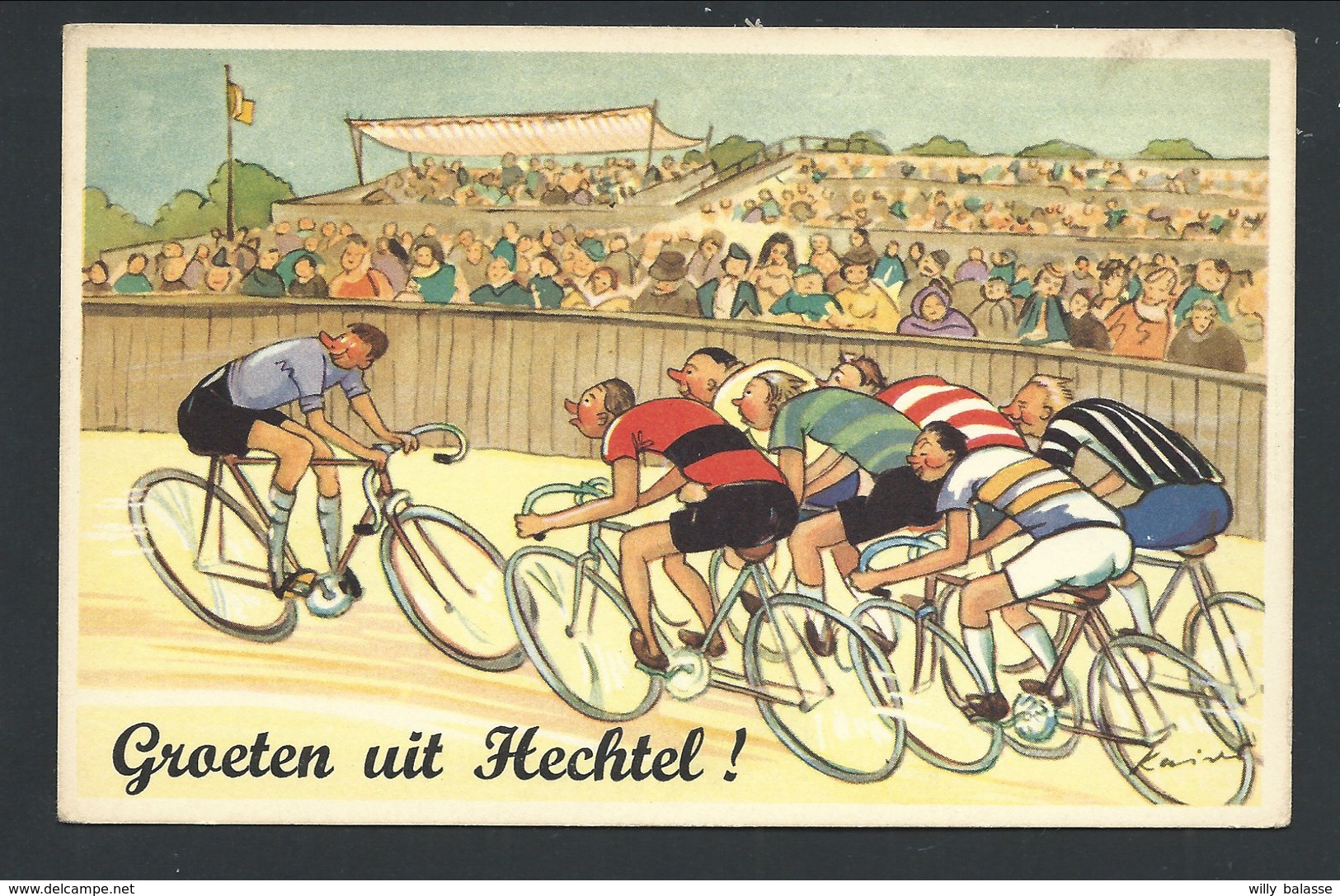 +++ CPA - Fantaisie - Groeten Uit HECHTEL - Course - Vélos - Sport - Humour  // - Hechtel-Eksel