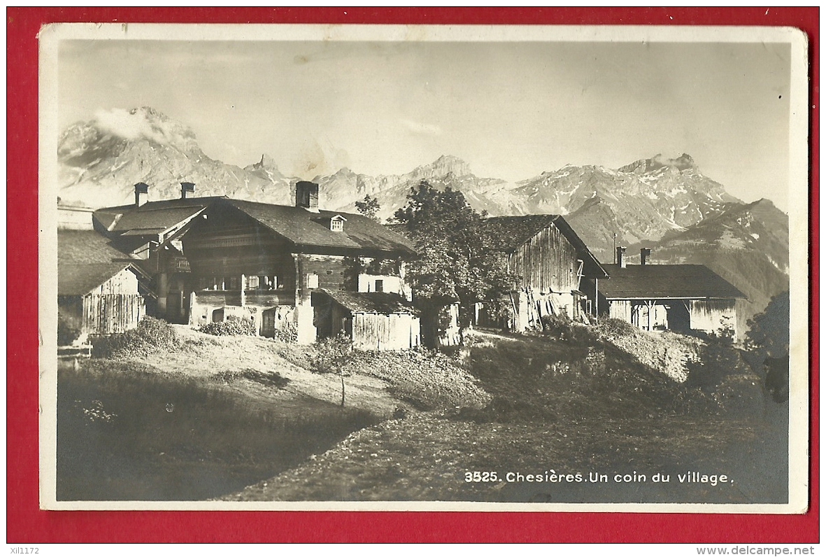 FIP-27  Chesières Près Villars, Un Coin Du Village. Dent De Morcles.  Cachet 1925 - Morcles