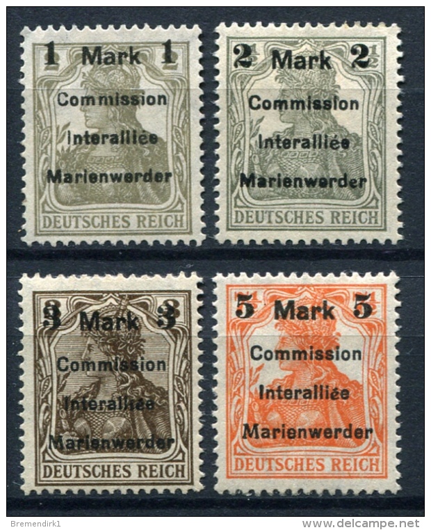 98394) ABSTIMMUNGSGEBIETE Marienwerder # 22-25 Gefalzt Aus 1920, 100.- € - Sonstige & Ohne Zuordnung