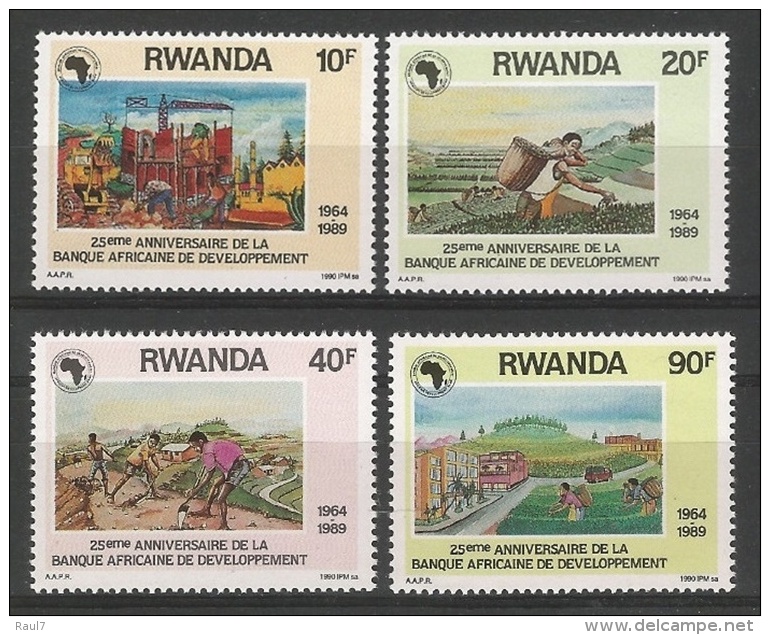 RWANDA 1990 - 25e Ann De La Banque Africaine De Développement - 4 Val Neuf // Mnh - Ungebraucht