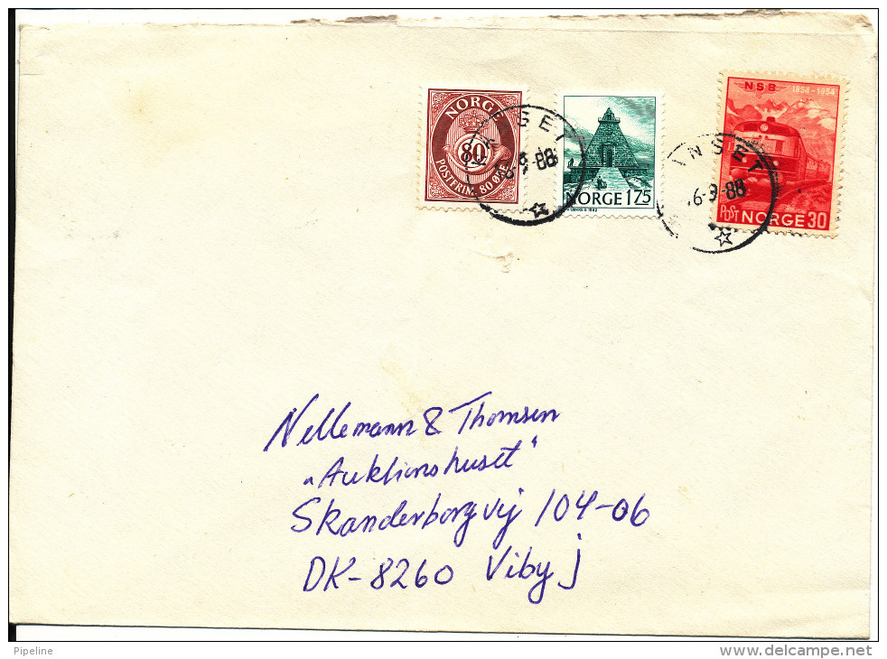 Norway Cover Sent To Denmark Nanset 16-9-1988 - Lettres & Documents