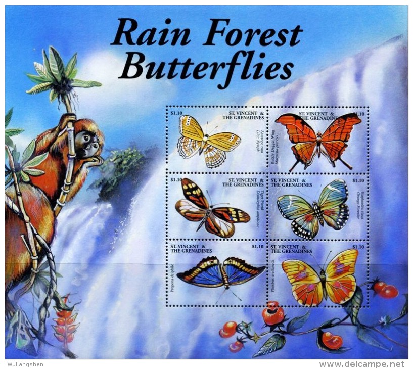 HD0101 Grenadines 2001 Butterfly S/S MNH - Schmetterlinge