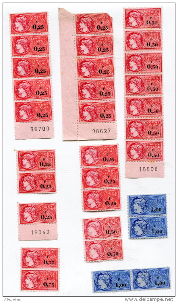 LOT De 31 Timbres Fiscaux De 0.25 F, 0.5  F,0.75 F Et 1 F  VOIR DETAIL §§ - Altri & Non Classificati