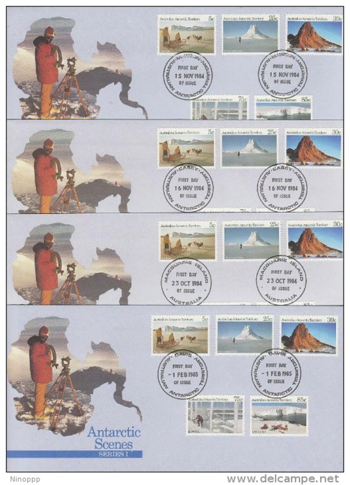 Australian Antarctic Territory 1984 Scenes Part I  Set 4 Base FDCs - FDC