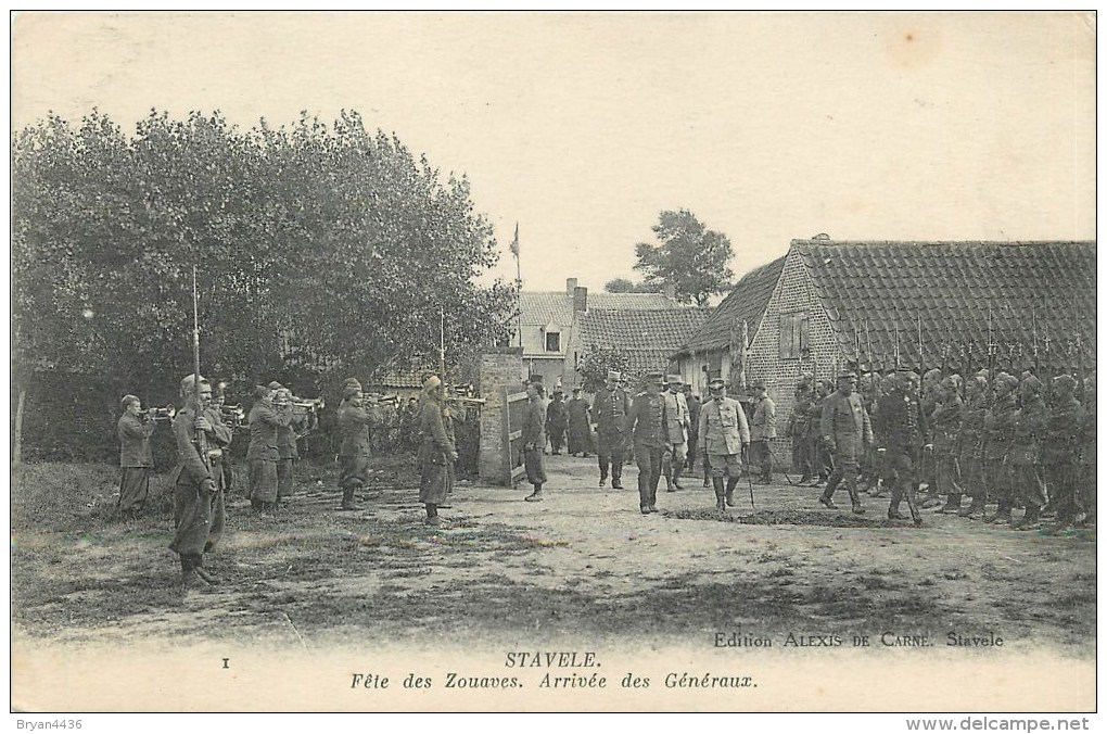 ALVERINGEN - STAVEL - W.W.I. - FÊTE DES ZOUAVES - ARRIVEE DES GENERAUX - Alveringem