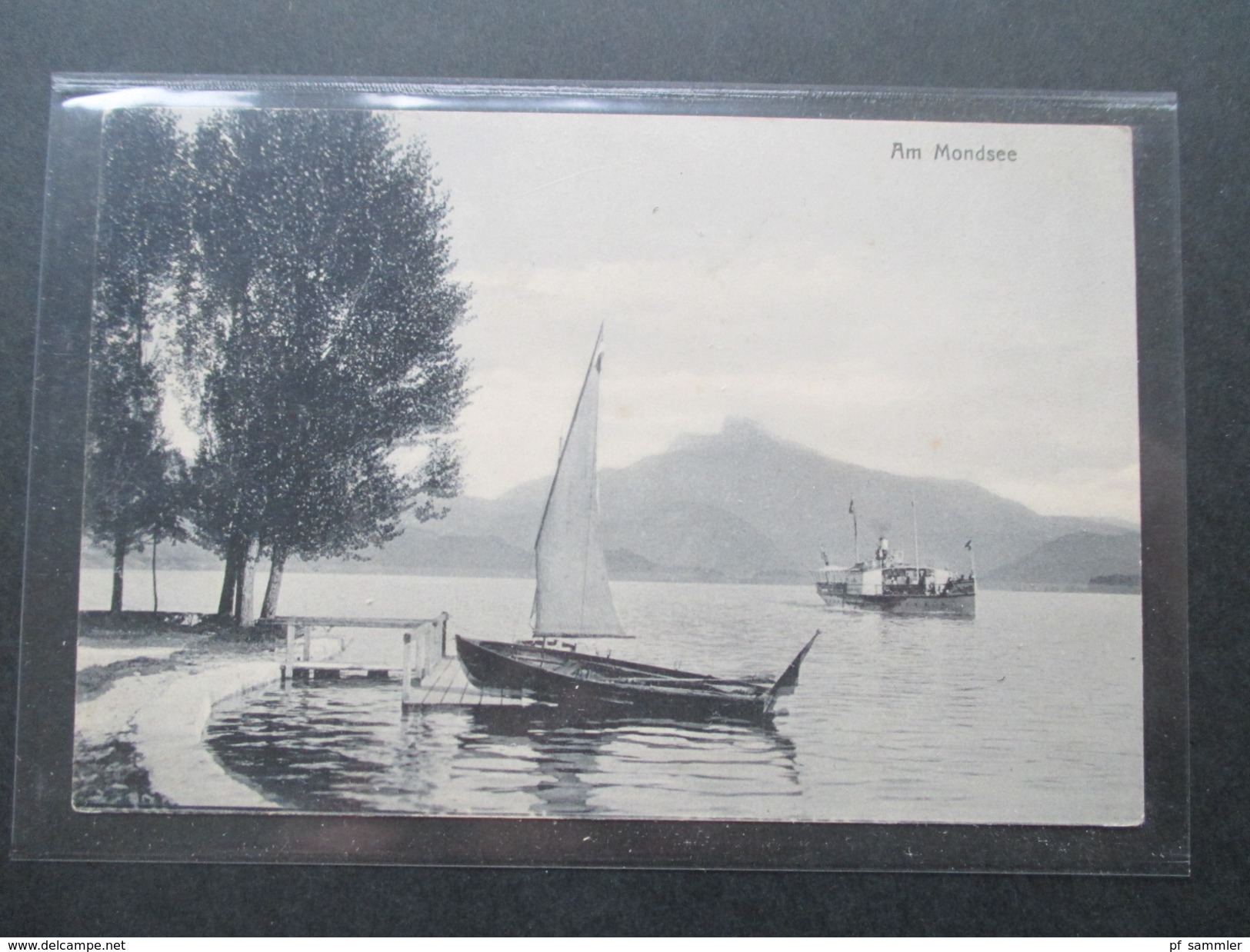 AK Österreich Am Mondsee. F. E. Brabdt In Gmunden. No 6038. Kleines Segelboot Und Dampfschiff - Mondsee