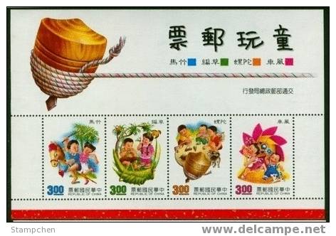Taiwan 1991 Toy Stamps S/s Top Windmill Pinwheel Pony Grasshopper Bamboo Horse Dog Insect Kid - Ungebraucht