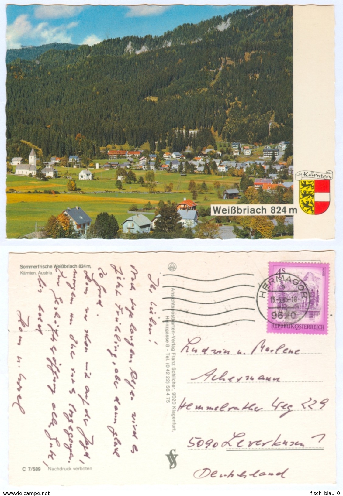 AK Kärnten 9622 Weißbriach Im Gitschtal Wappen Österreich Verlag Franz Schilcher Austria Autriche Oberkärnten Carinthia - Weissensee